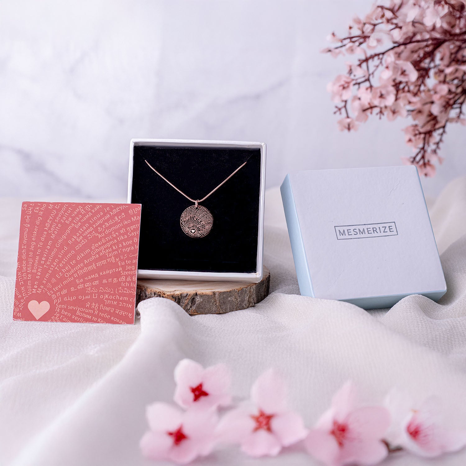 I Love You In 120 Languages Circle Necklace Rose Gold