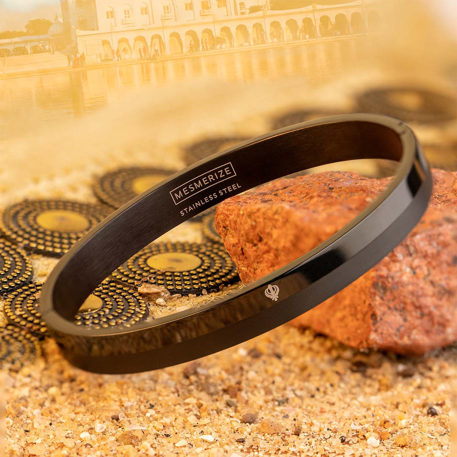 Khanda Dual Finish Oval Kada Bracelet