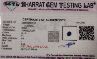 Lapis Lazuli lab certificate 6