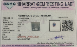 Lapis Lazuli lab certificate 9