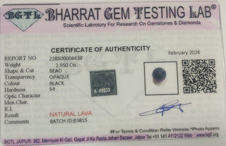 Lava Stone lab certificate 9