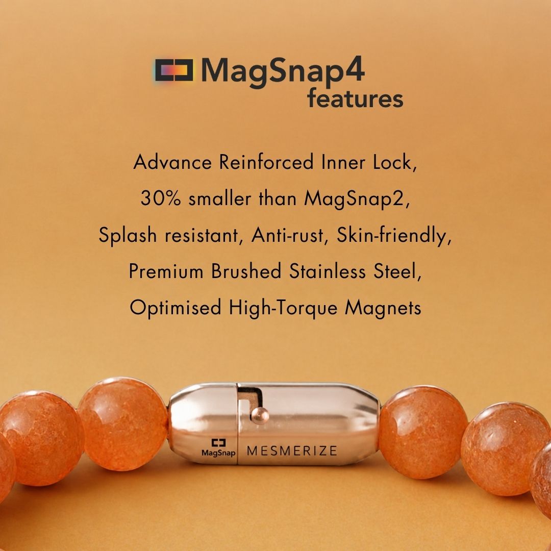 Personalised Serenity Strawberry Quartz & Stealth Gloss Onyx Natural Stone Couple Bracelets with Magsnap 2
