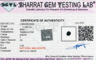 Malachite lab certificate 6