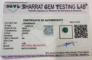 Malachite lab certificate 10