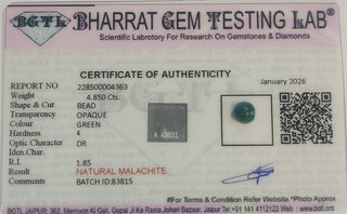 Malachite lab certificate 9