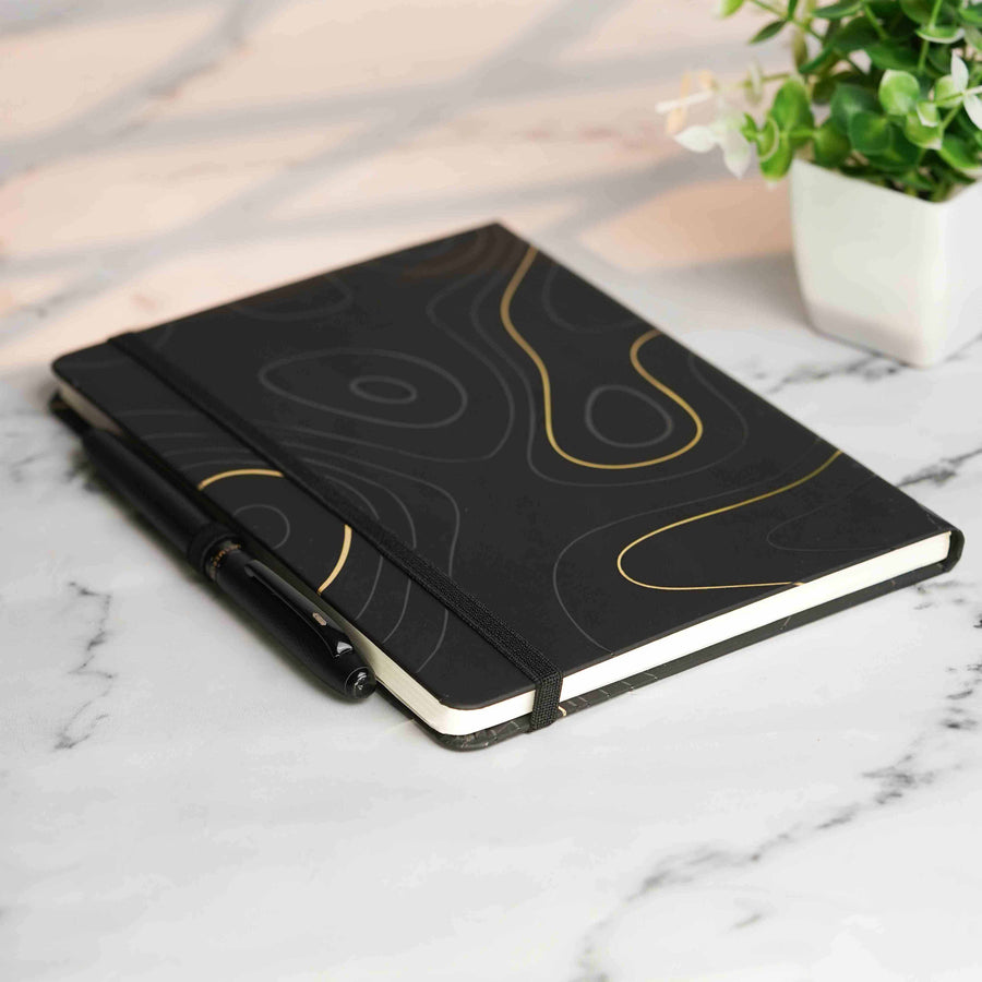 Matte Black Diary with Matte Black Onyx MagSnap Roller Ball Pen with Stylus