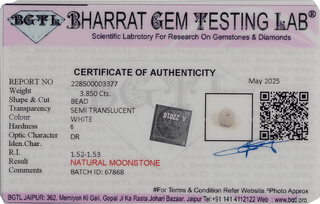 Moonstone lab certificate 2