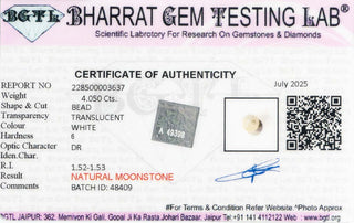 Moonstone lab certificate 5