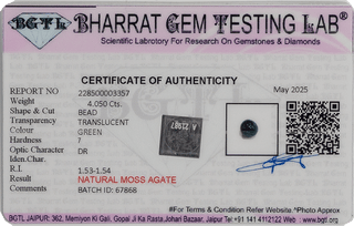 Moss Agate lab certificate 3