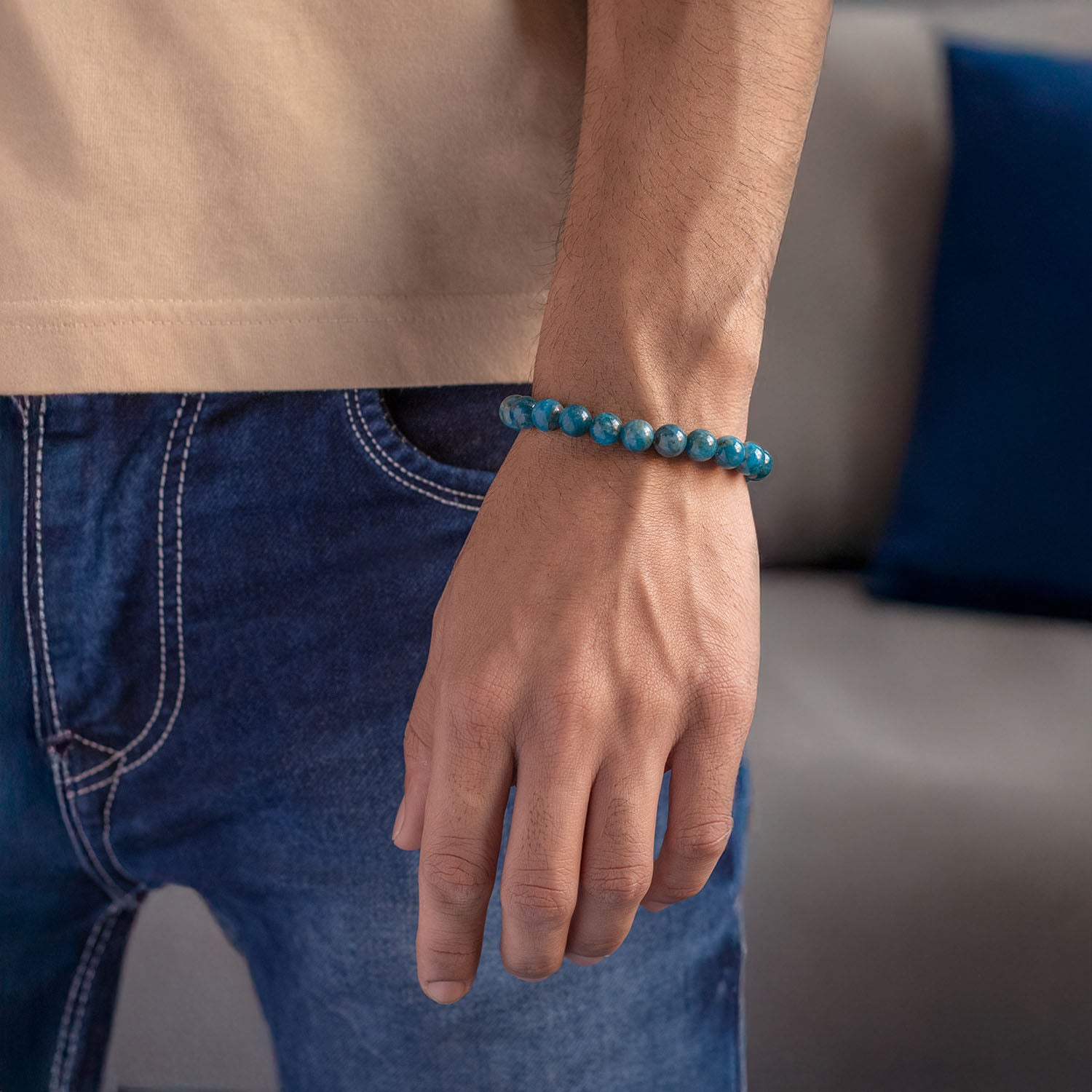 Motivating Blue Apatite Natural Stone Bracelet with MagSnap