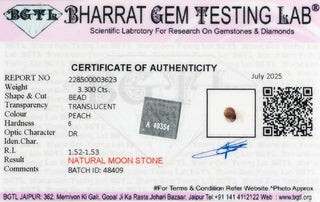 Multi Moon Stone lab certificate 6