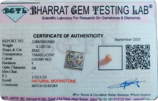 Multi Moon Stone lab certificate 7