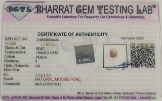 Multi Moon Stone lab certificate 8