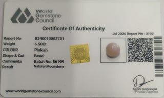 Multi Moon Stone lab certificate 10