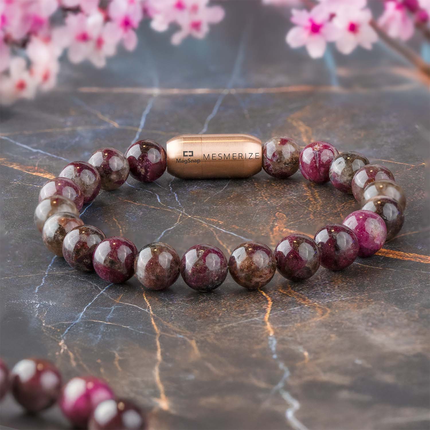 Soothing Pink Tourmaline Natural Stone Bracelet with Magsnap 2