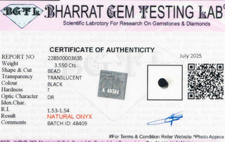 Matte Onyx lab certificate 5