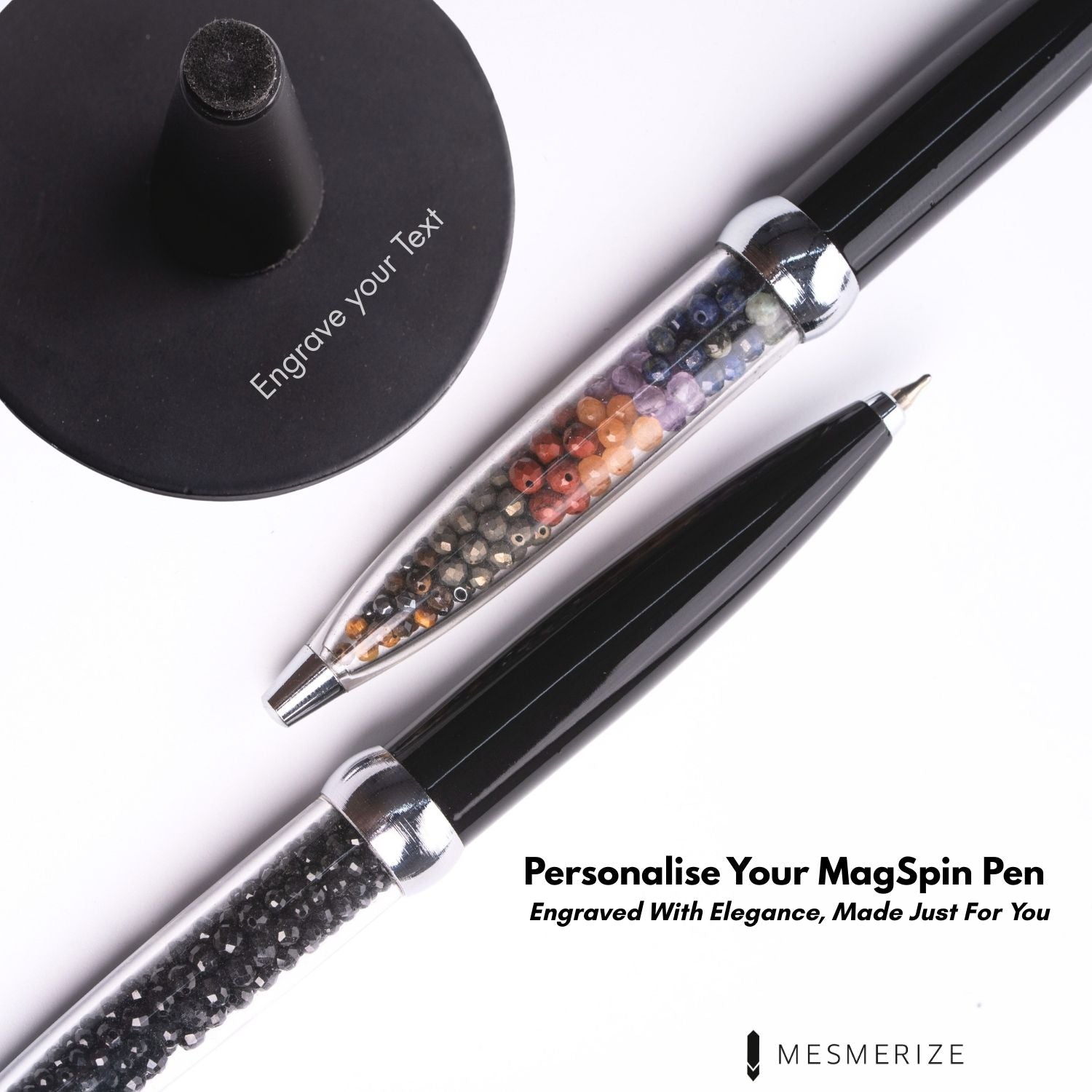 Personalised 9 Chakra MagSpin Rotating Desk Pen with DryFlow Ink