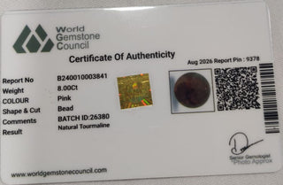 Pink Tourmaline lab certificate 8