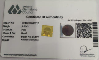 Pink Tourmaline lab certificate 7