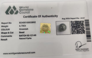 Pyrite lab certificate 12