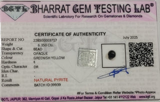 Pyrite lab certificate 6