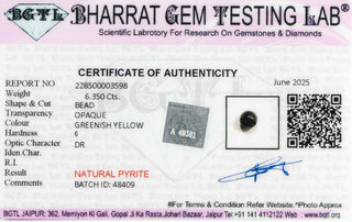 Pyrite lab certificate 5