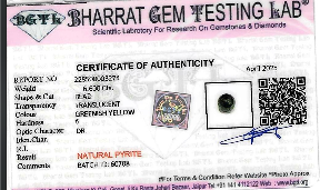 Pyrite lab certificate 2