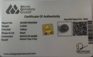 Red Tiger Eye lab certificate 10