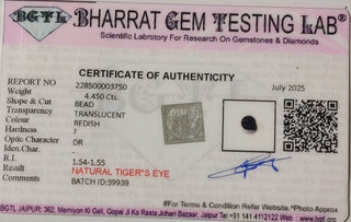 Red Tiger Eye lab certificate 4