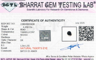 Red Tiger Eye lab certificate 5