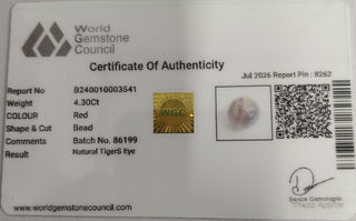 Red Tiger Eye lab certificate 9