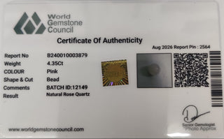 Rose Quartz lab certificate 12