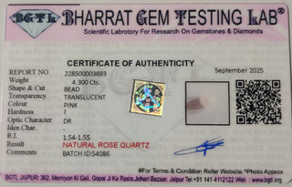 Rose Quartz lab certificate 4
