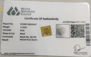 Rose Quartz lab certificate 11