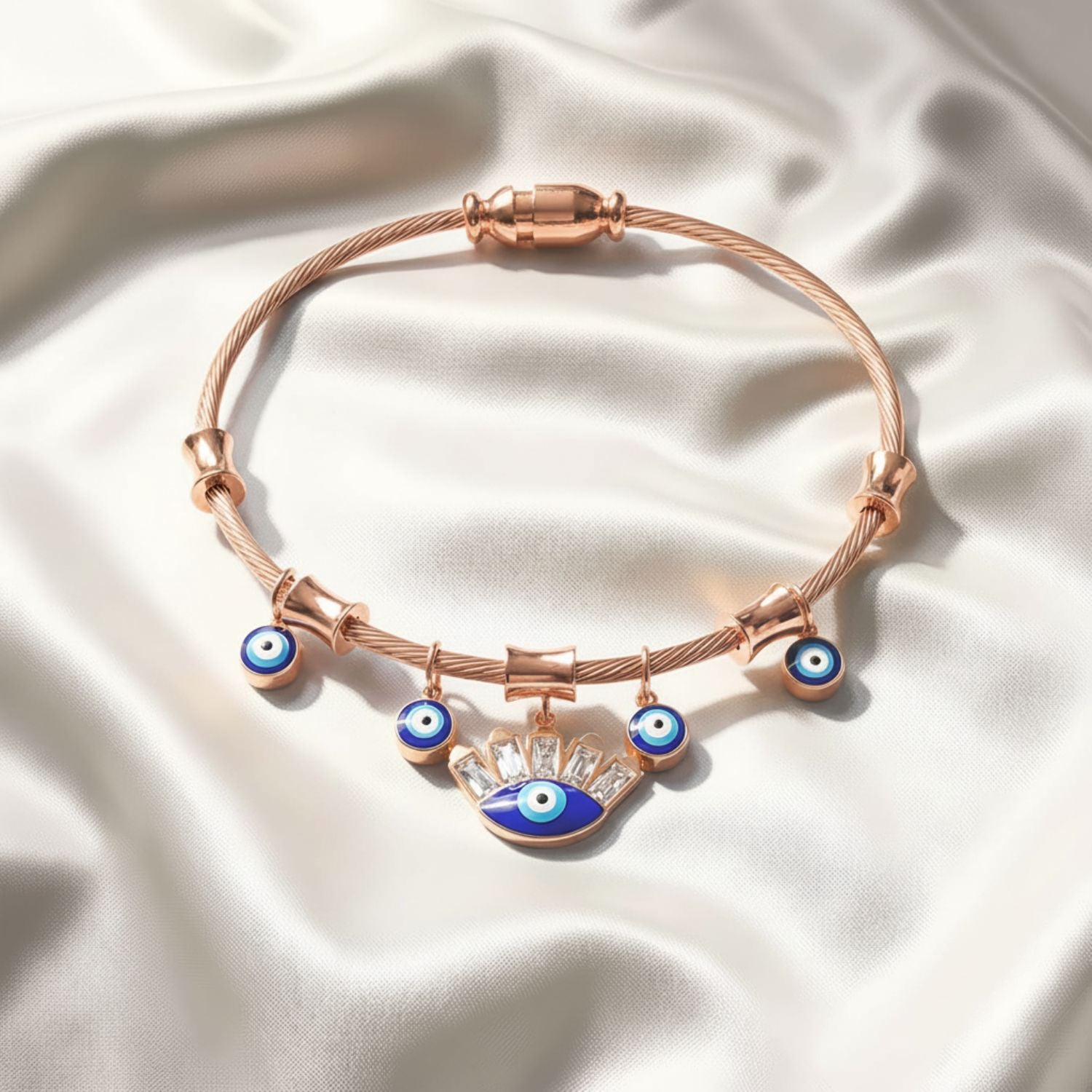 W Premium Jewellery Rose Gold Evil Eye Magnetic Charms bracelet