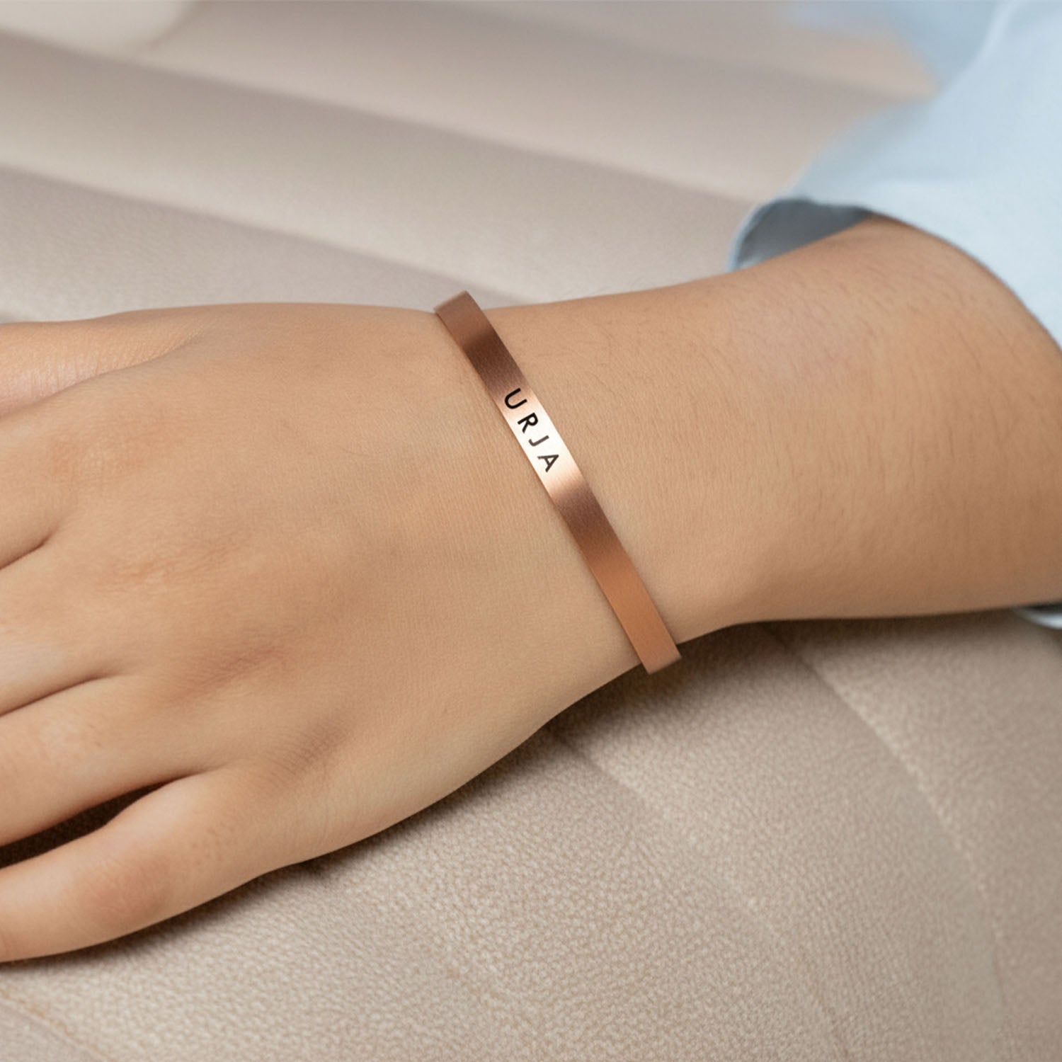 Matte Cuff Adjustable Bracelet Gold Personalised