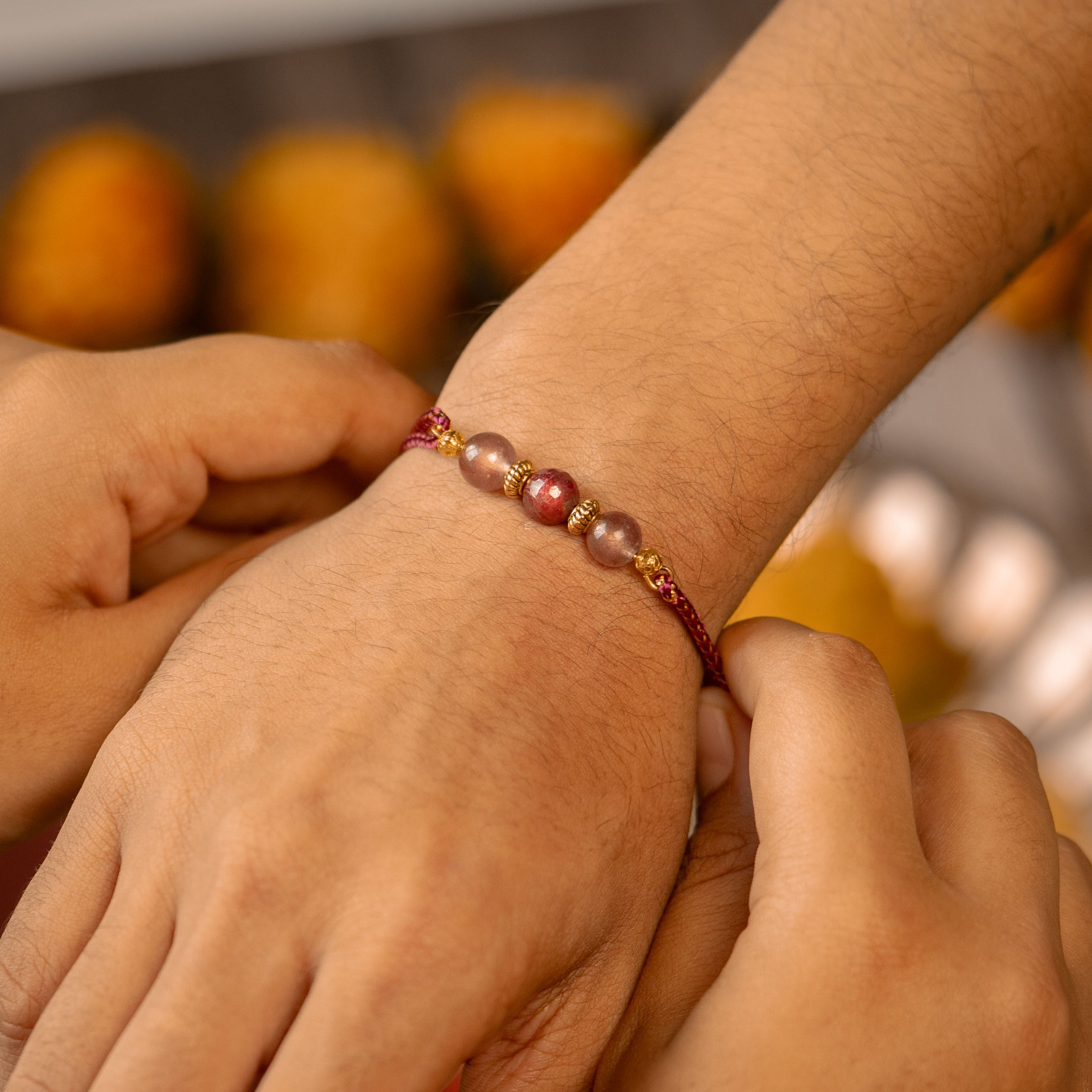Fiery Ruby Natural Stone Rakhi