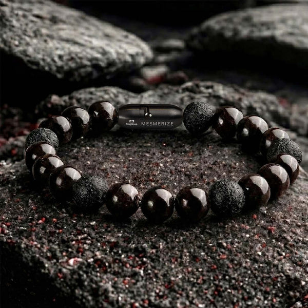 Sacred Saffordite & Garnet Natural Stone Bracelet With MagSnap2