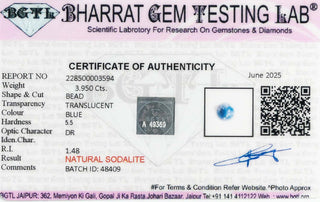 Sodalite lab certificate 5