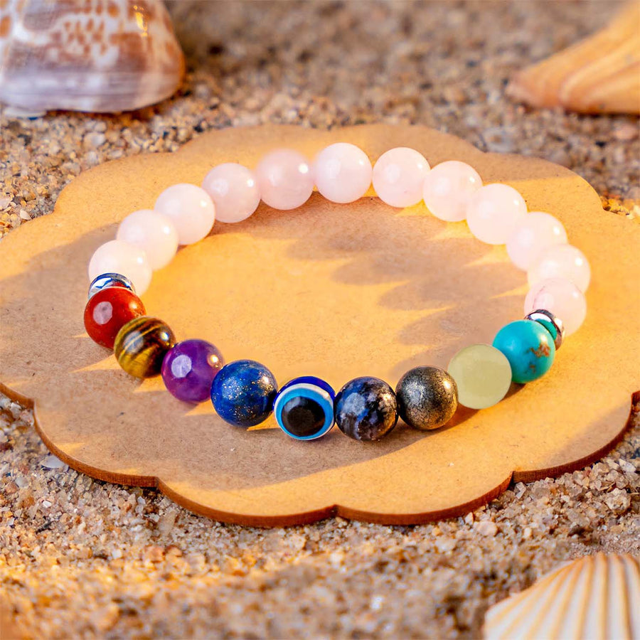 Solace Rose Quartz 9 Chakras Natural Stone Bracelet