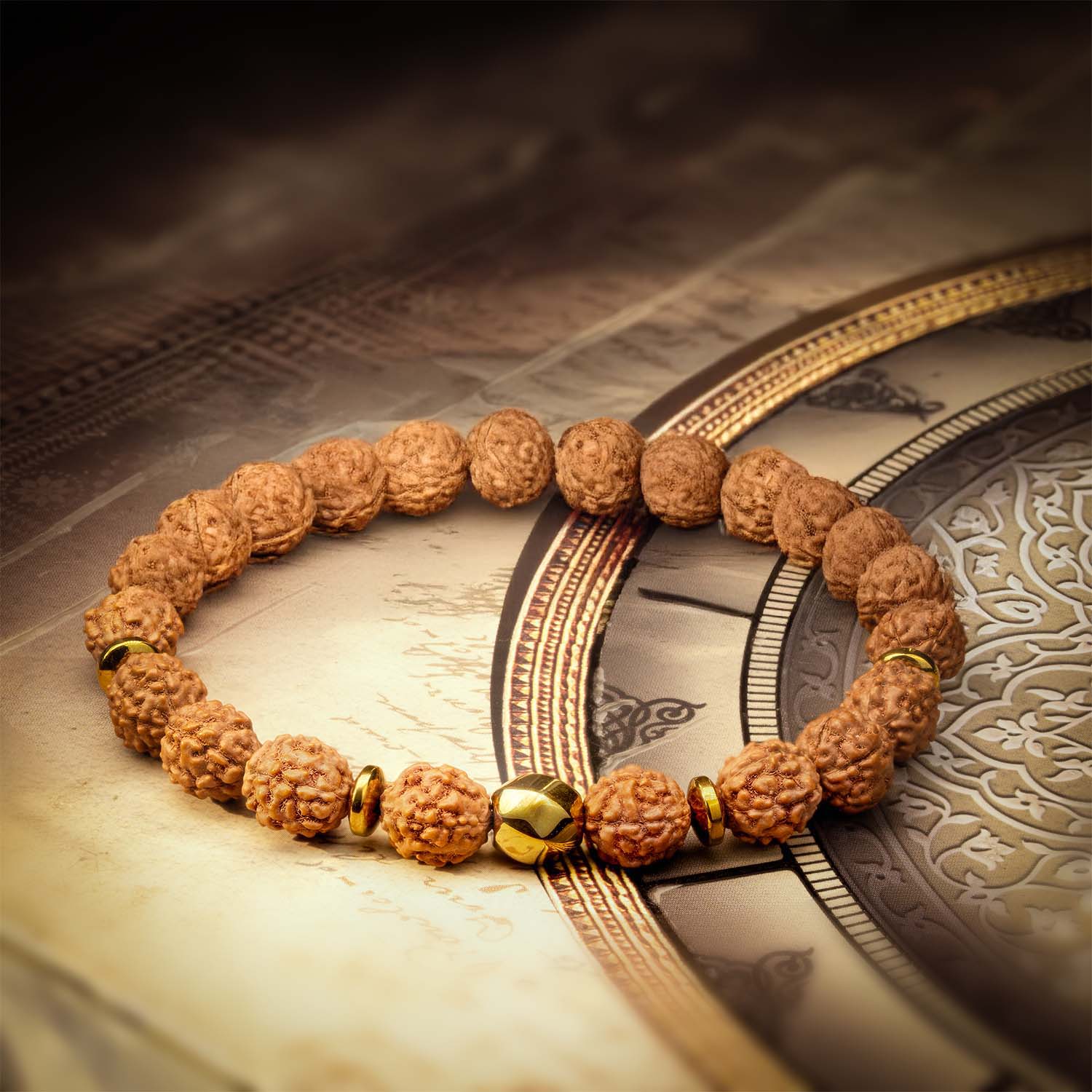 Spiritual Rudraksh Natural Stone Elastic Bracelet