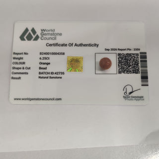 Sunstone lab certificate 11