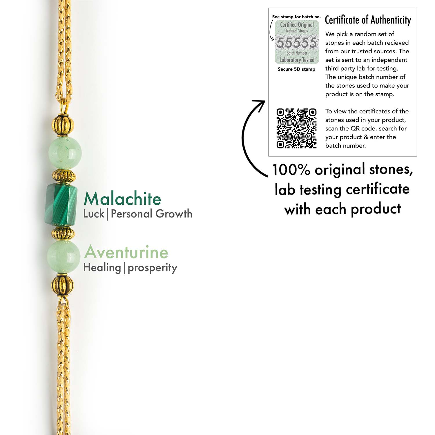 Transforming Malachite Aventurine Natural Stone Rakhi