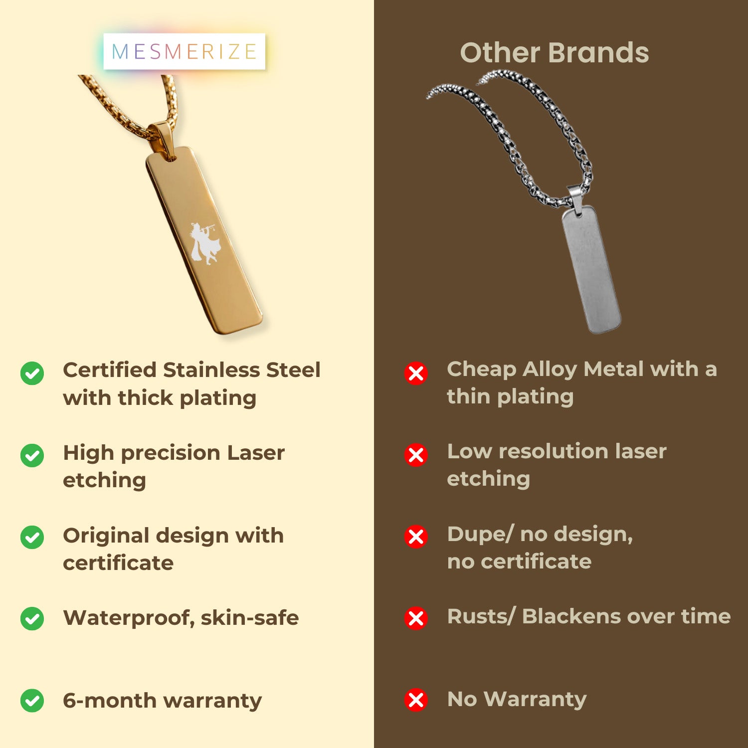 Krishna Mini Tag Necklace Gold