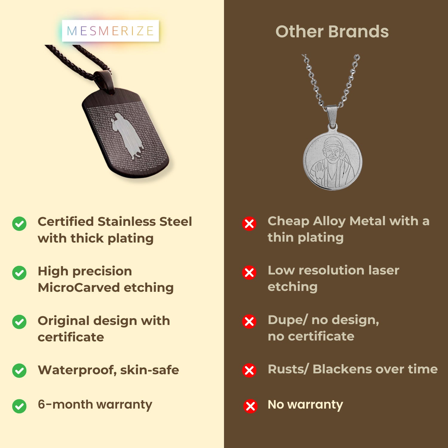 Om Sai Ram MicroCarved Tag Necklace Silver