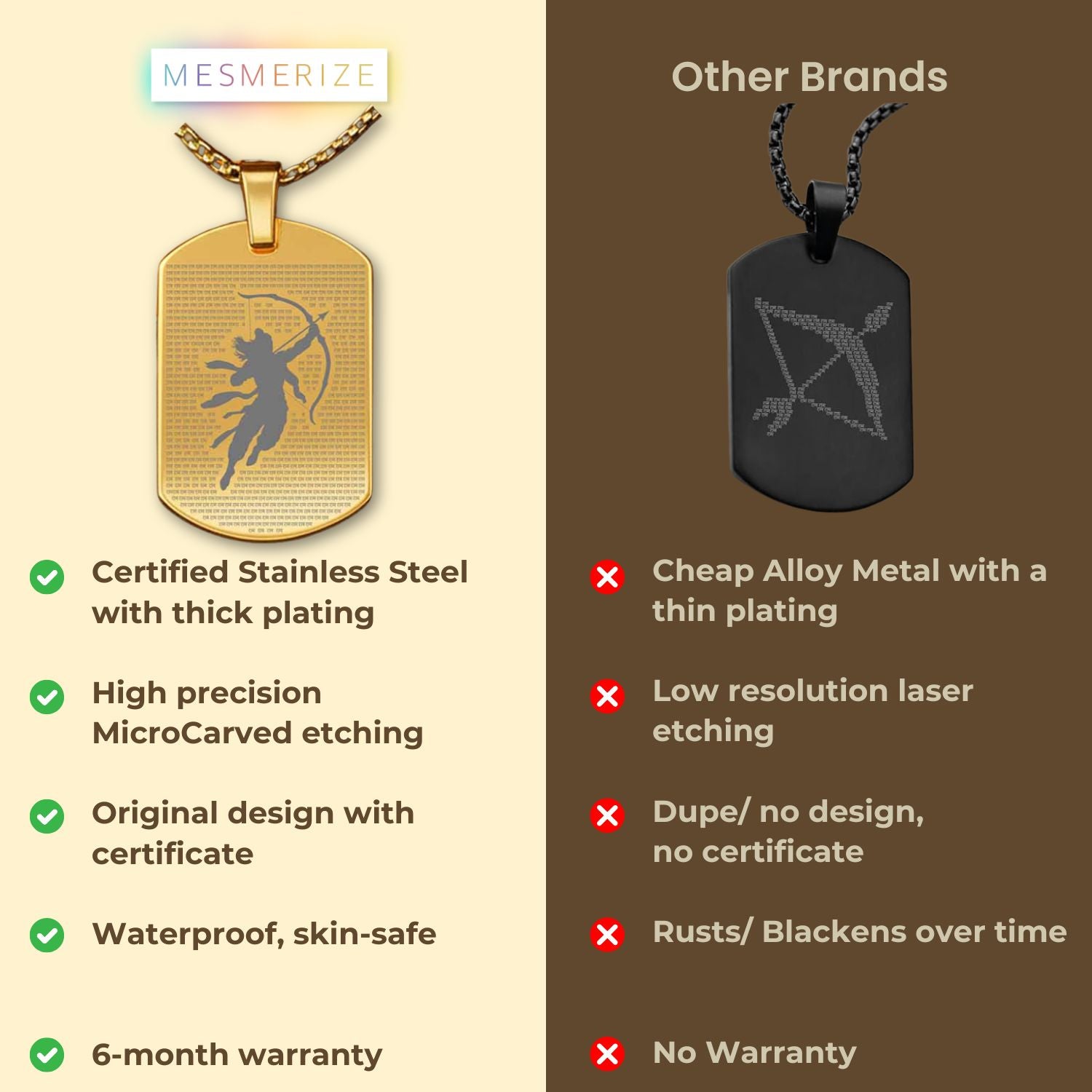 Ram MicroCarved Tag Necklace Silver