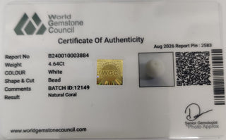 White Coral lab certificate 6