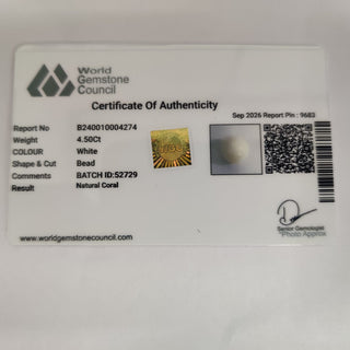 White Coral lab certificate 9