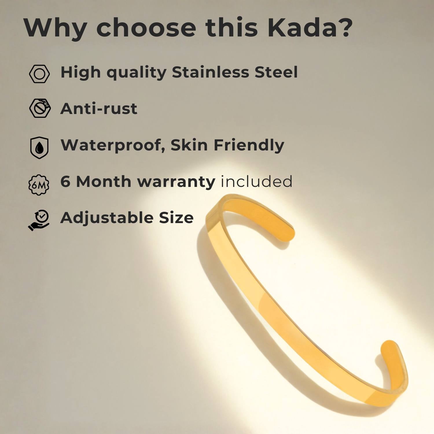 Khanda Gloss Cuff Adjustable Bracelet Rose Gold