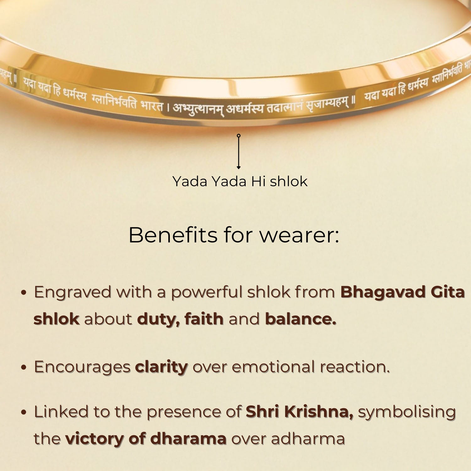 Yada Yada Hi Dharmasya Mahabharat MicroCarved Round Kada Black